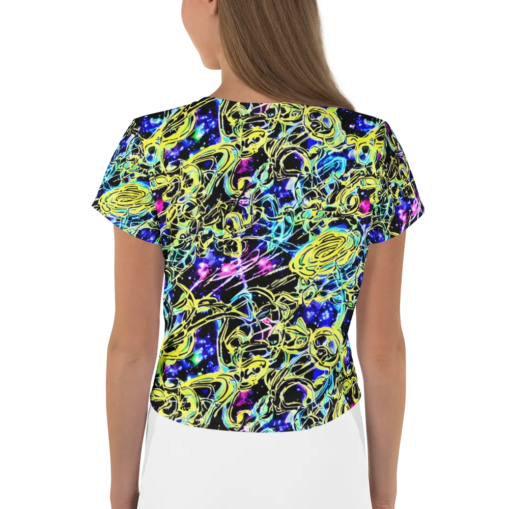 Neon Galaxy Ribbons on Crop Tee — Back