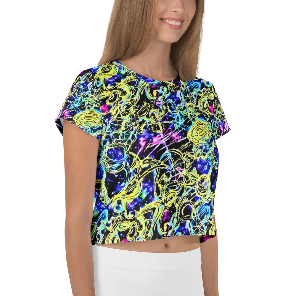 Neon Galaxy Ribbons on Crop Tee — Right