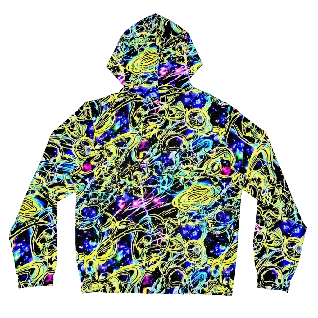 Neon Galaxy Ribbons on Women's Full-Zip Hoodie — Back