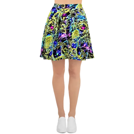 Neon Galaxy Ribbons on a Skater Skirt