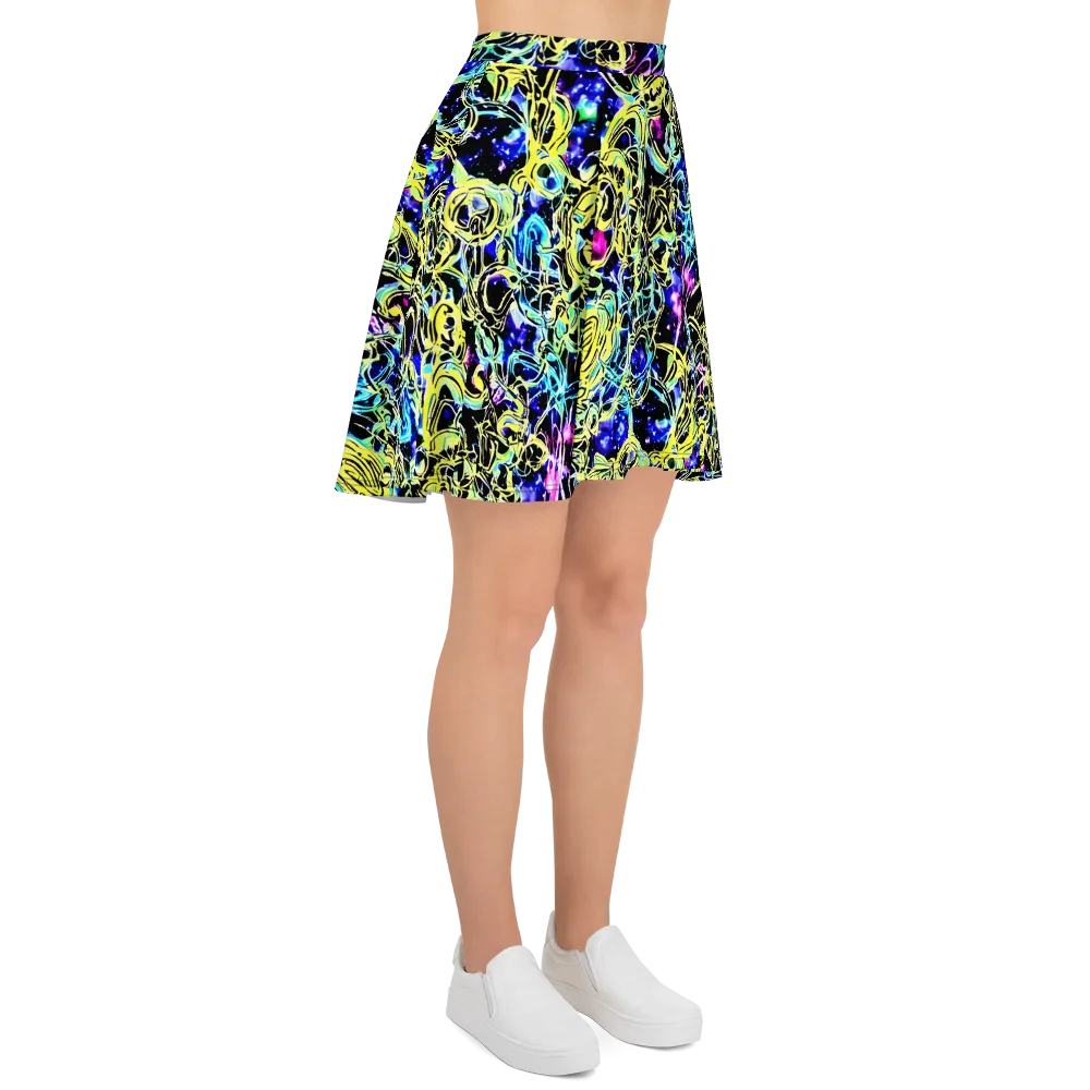 Neon Galaxy Ribbons on Skater Skirt — Right
