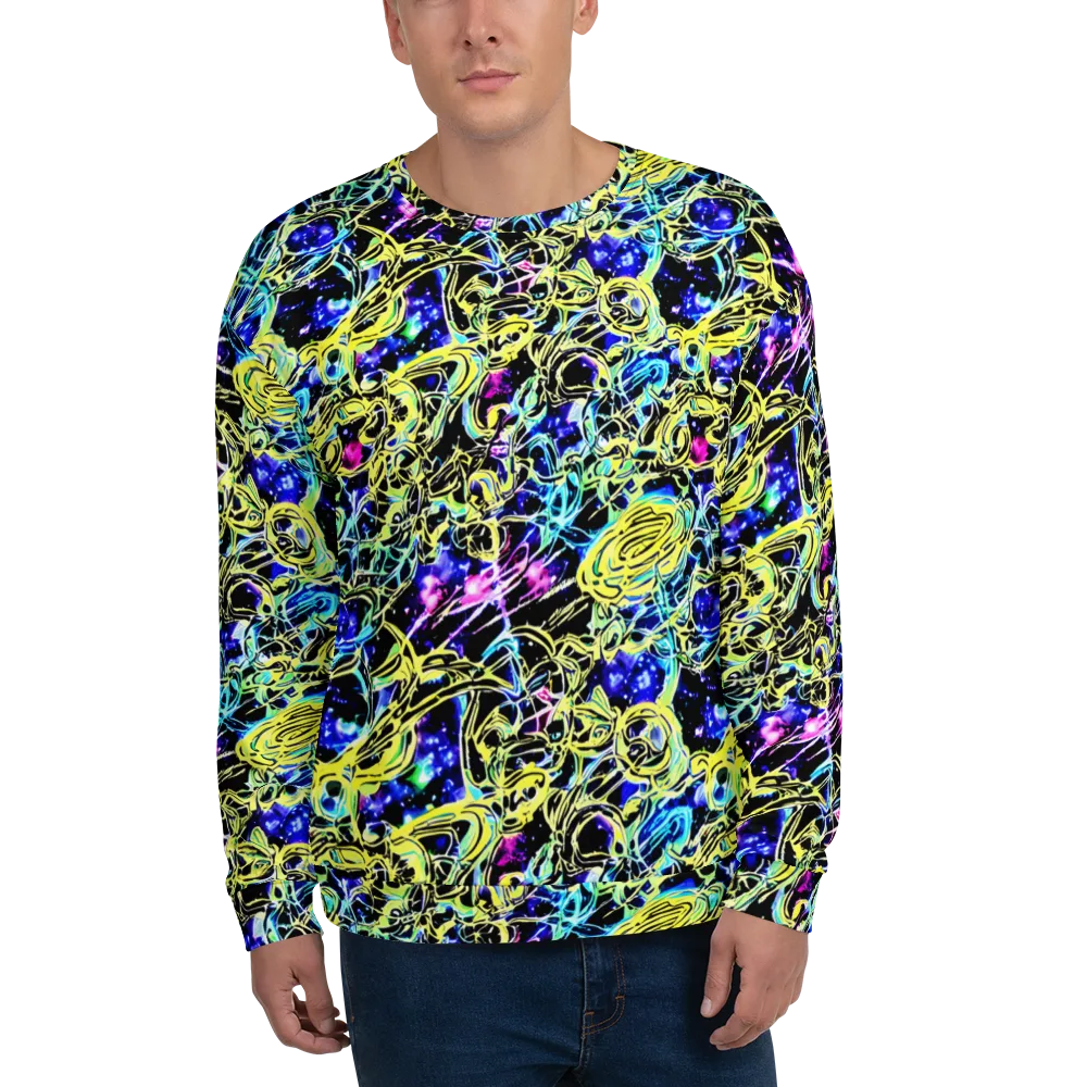 Neon Galaxy Ribbons on Sweatshirt — Front