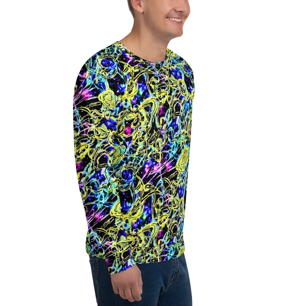 Neon Galaxy Ribbons on Sweatshirt — Right Front