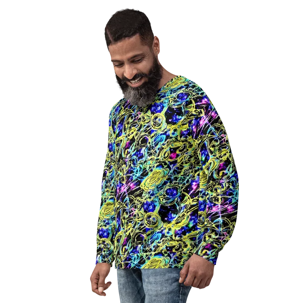 Neon Galaxy Ribbons on Sweatshirt — Left Front