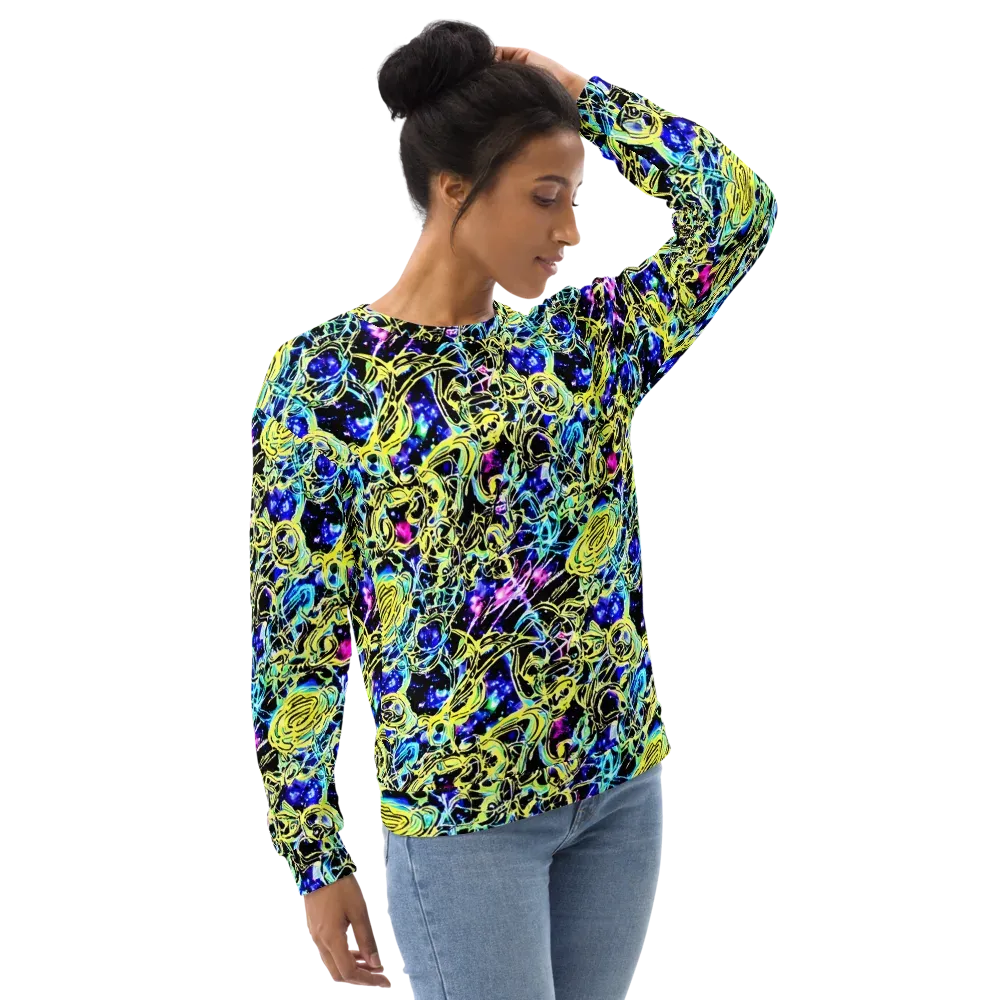 Neon Galaxy Ribbons on Sweatshirt — Right Front