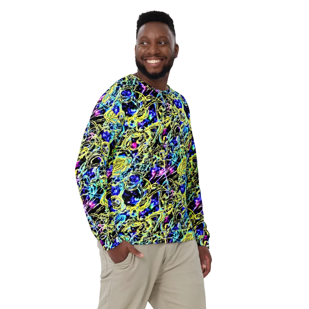 Neon Galaxy Ribbons on Sweatshirt — Front