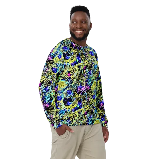 Neon Galaxy Ribbons on a Sweatshirt