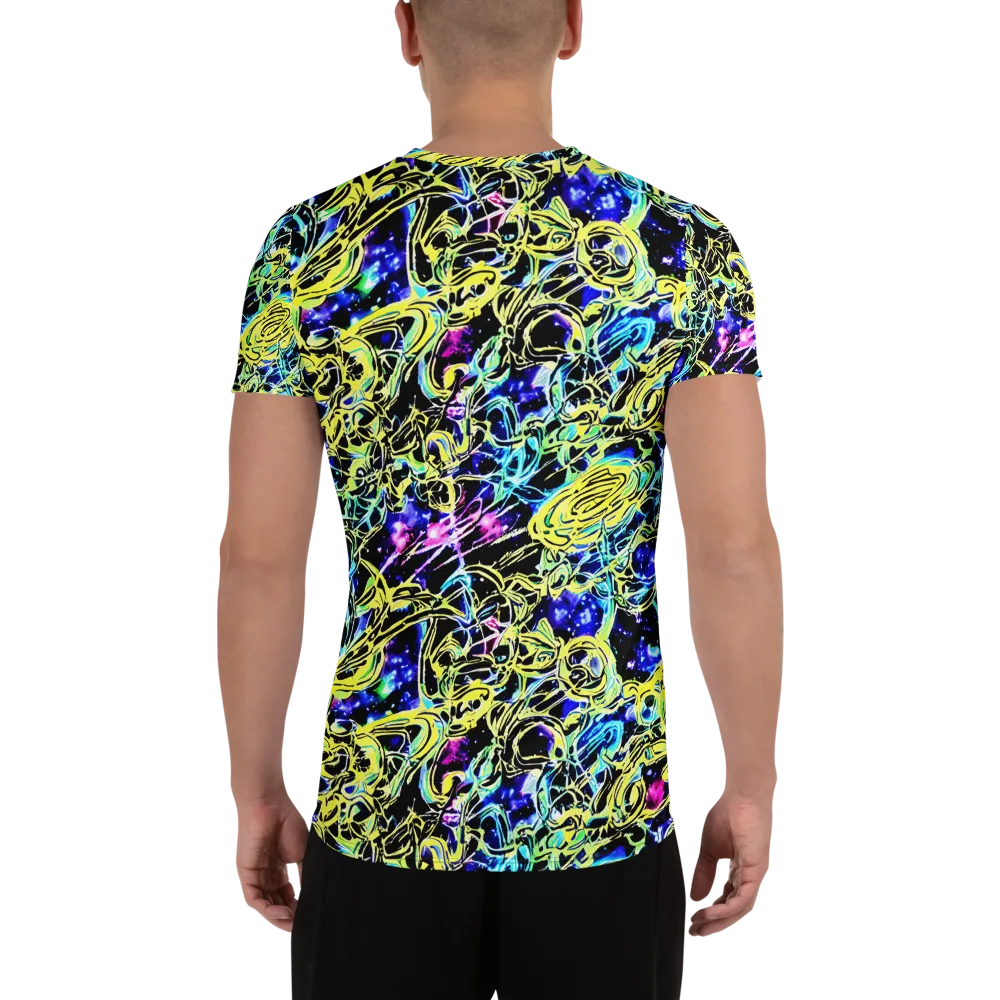 Neon Galaxy Ribbons on Men's Athletic T-Shirt — Back