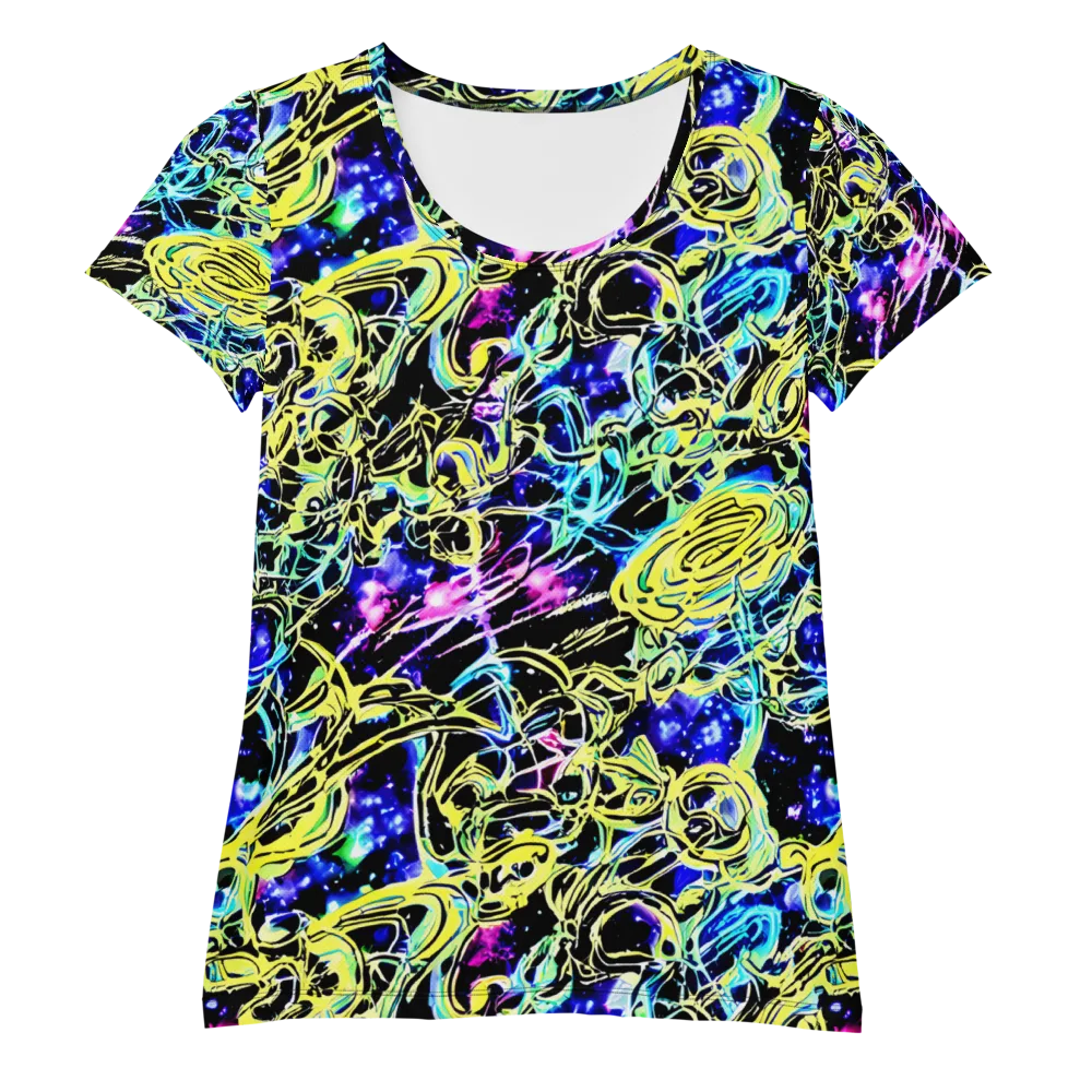 Neon Galaxy Ribbons on Women's Athletic T-Shirt — Front