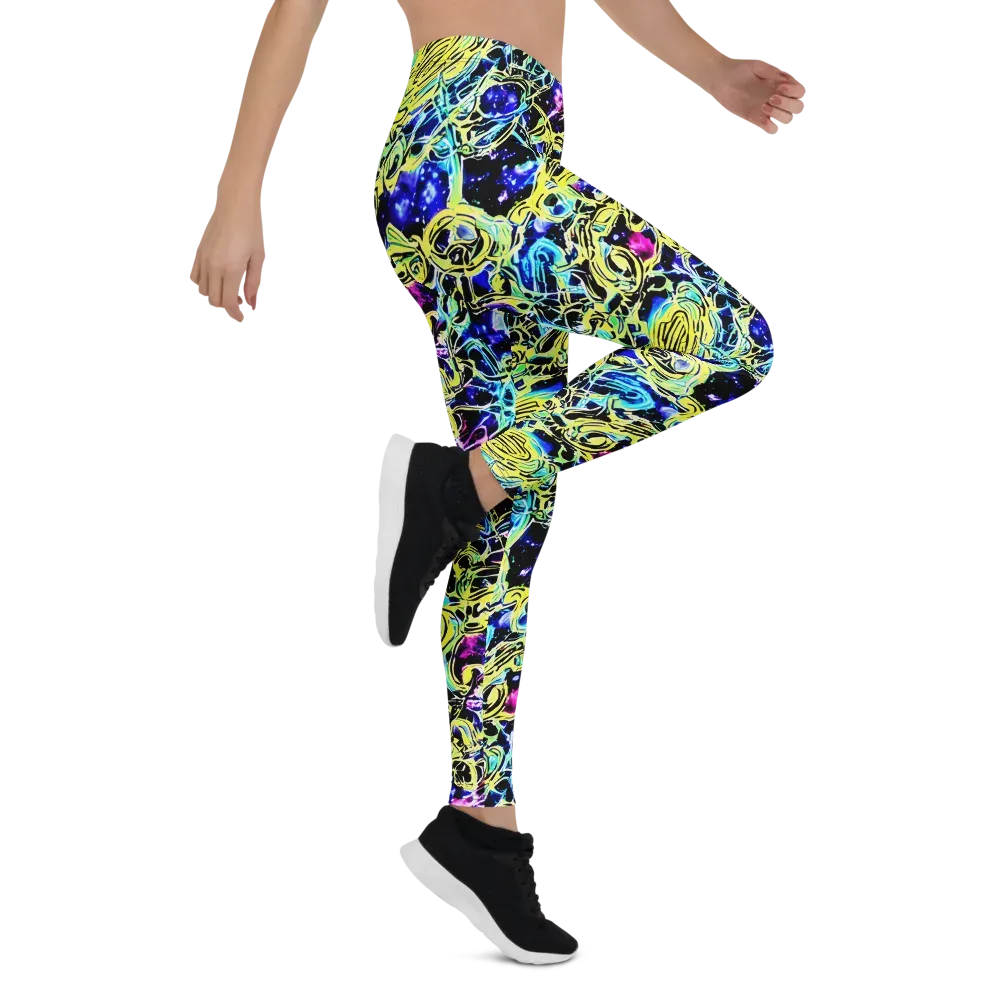 Neon Galaxy Ribbons on Leggings — Right