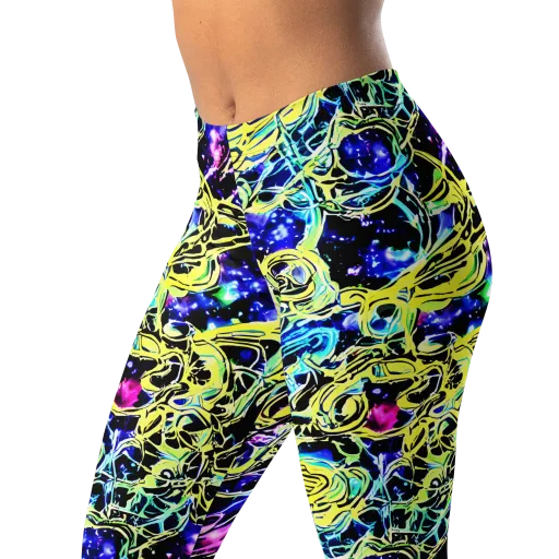 Neon Galaxy Ribbons on a Leggings
