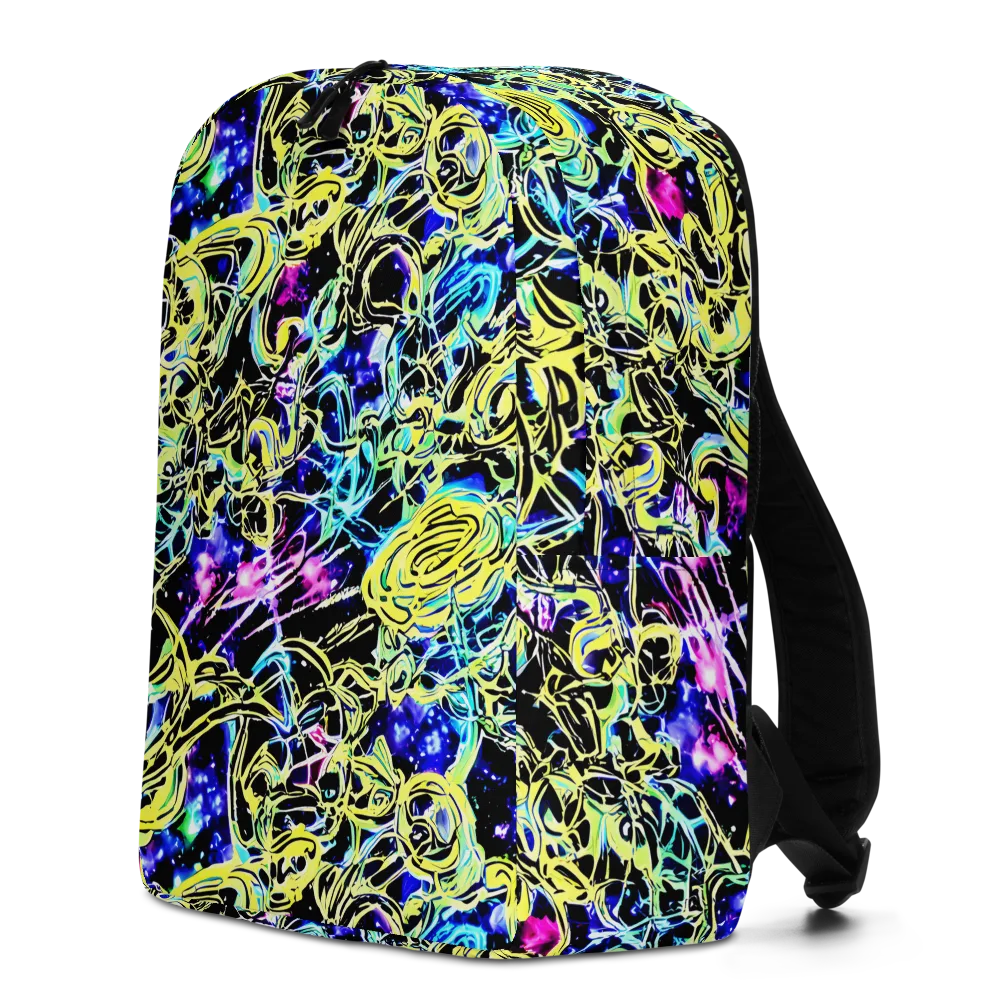 Neon Galaxy Ribbons on Minimalist Backpack — Left