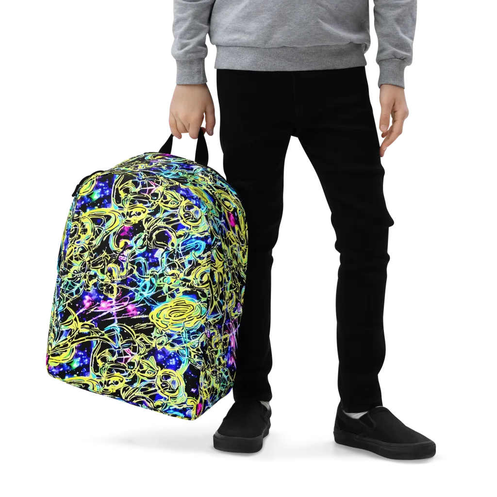 Neon Galaxy Ribbons on Minimalist Backpack — Zoomed-in