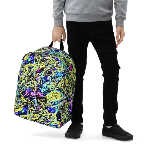 Neon Galaxy Ribbons on a Minimalist Backpack