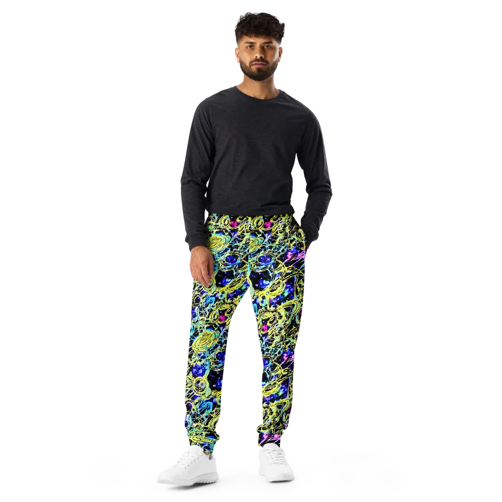 Neon Galaxy Ribbons on Men's Joggers — Front