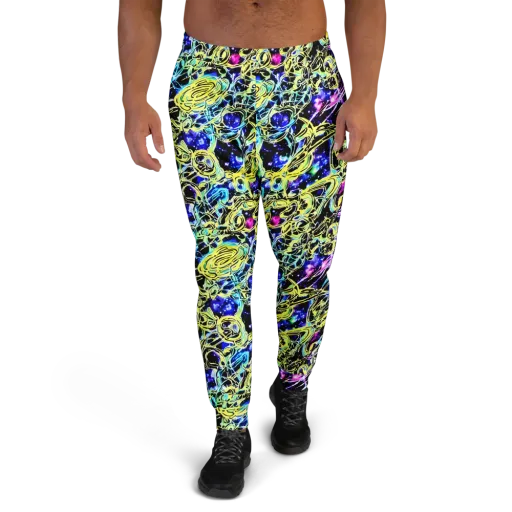 Neon Galaxy Ribbons on a Men's Joggers