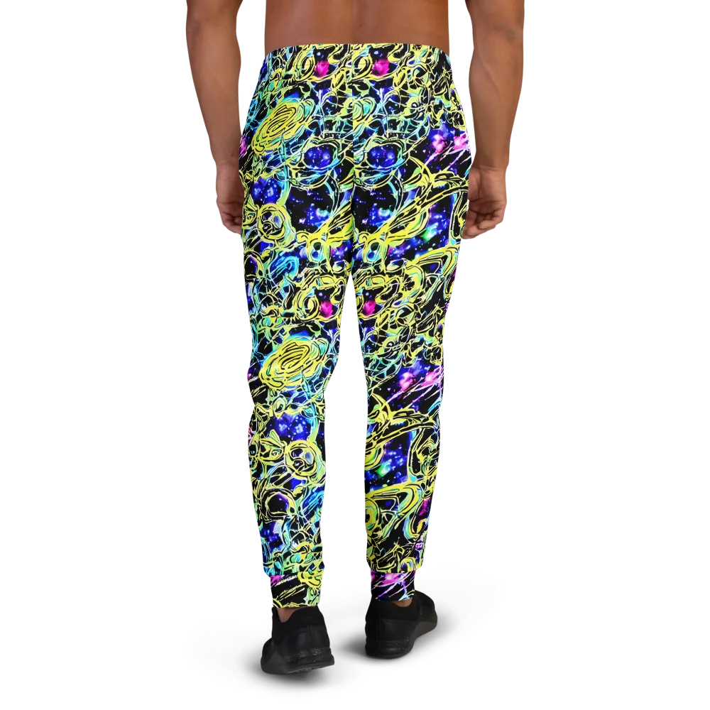 Neon Galaxy Ribbons on Men's Joggers — Back