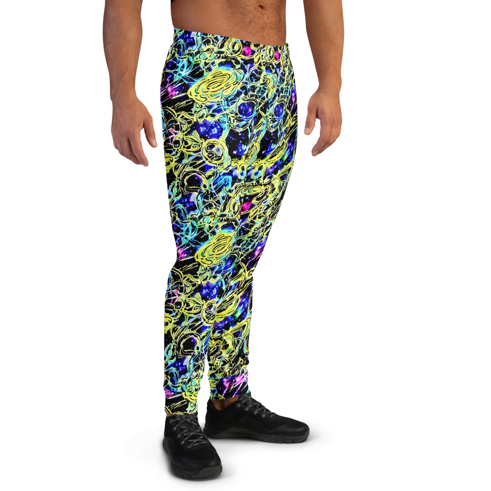 Neon Galaxy Ribbons on Men's Joggers — Right