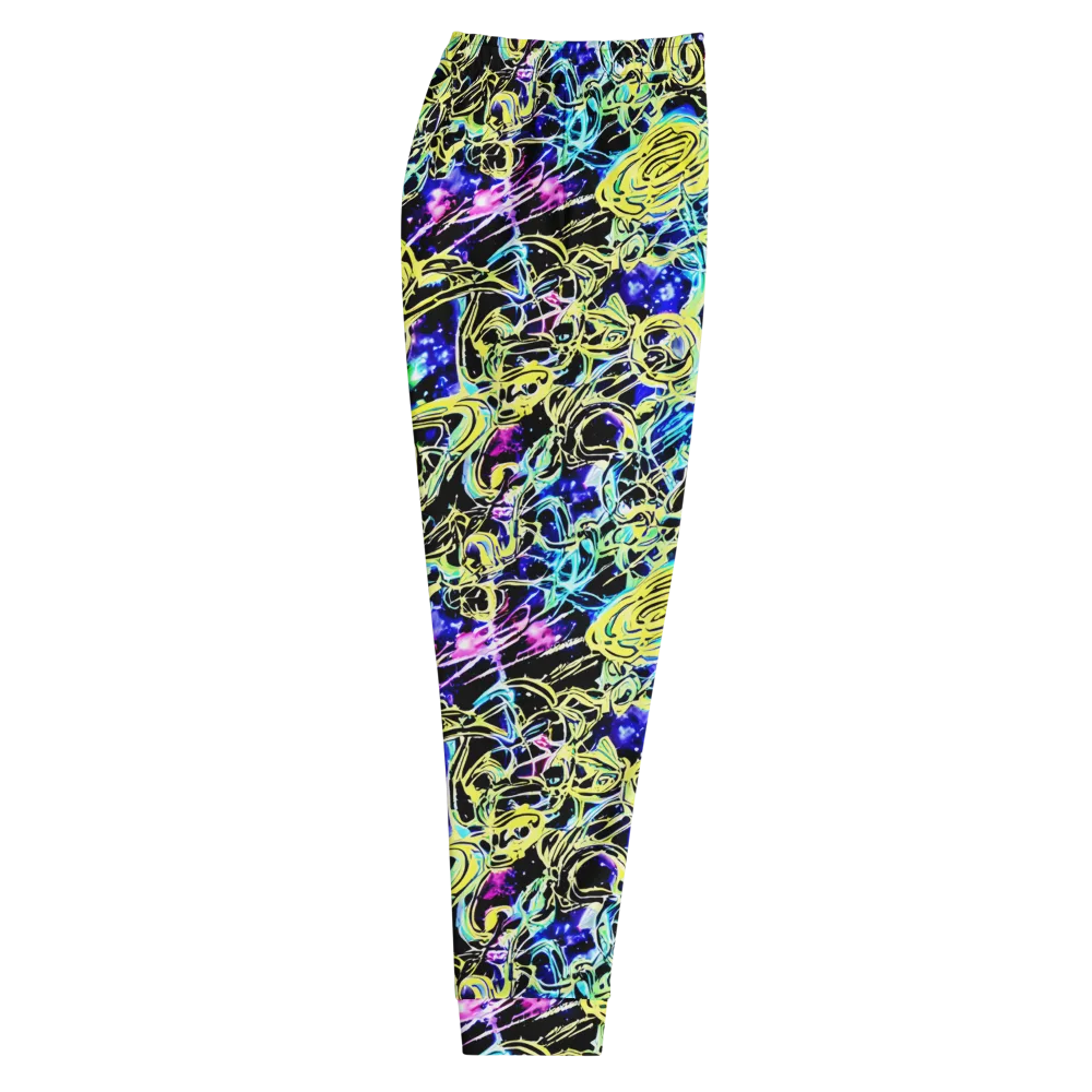Neon Galaxy Ribbons on Men's Joggers — Right