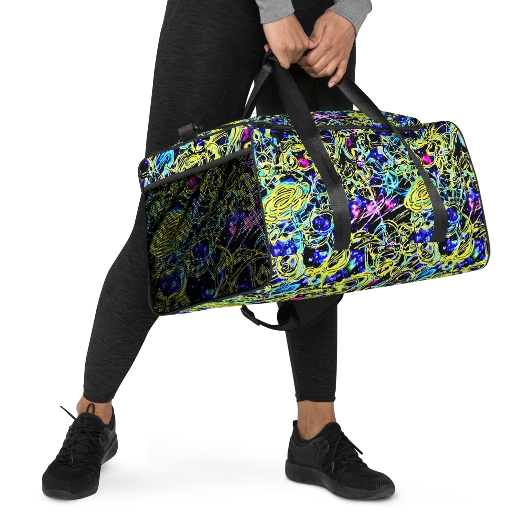 Neon Galaxy Ribbons on Duffle Bag — Right Front