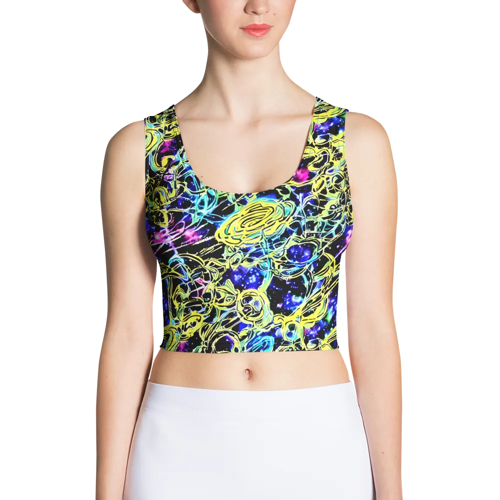 Neon Galaxy Ribbons on Crop Top — Front
