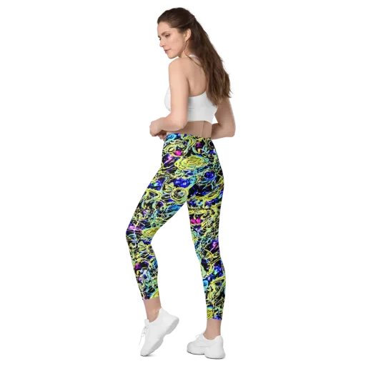 Neon Galaxy Ribbons on a Leggings with Pockets