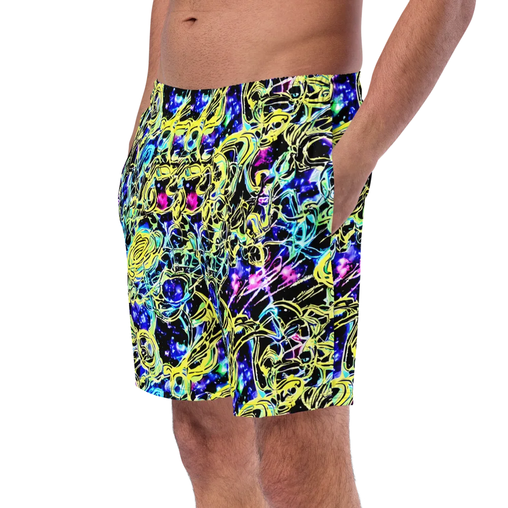 Neon Galaxy Ribbons on Swim Trunks — Left Front