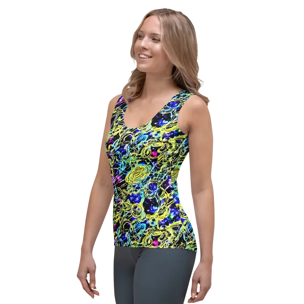 Neon Galaxy Ribbons on Women's Tank Top — Left Front
