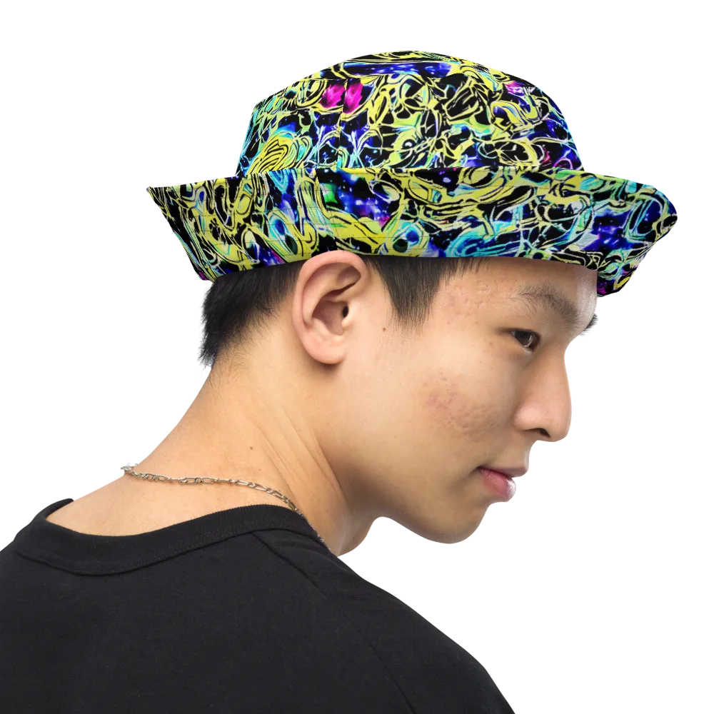 Neon Galaxy Ribbons on Reversible Bucket Hat — Right Outside