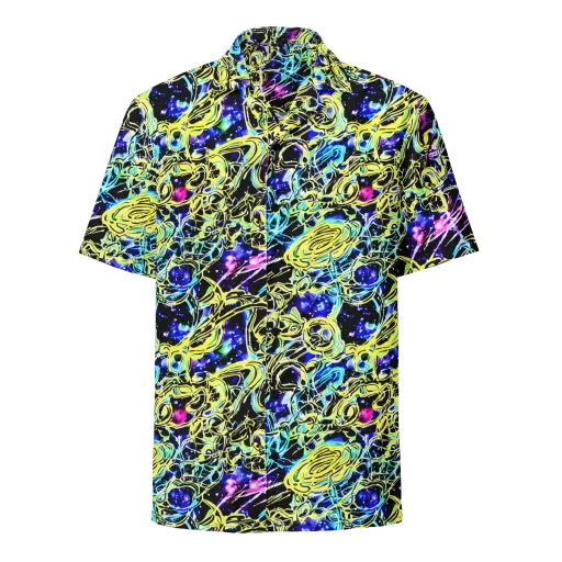 Neon Galaxy Ribbons on a Button Shirt