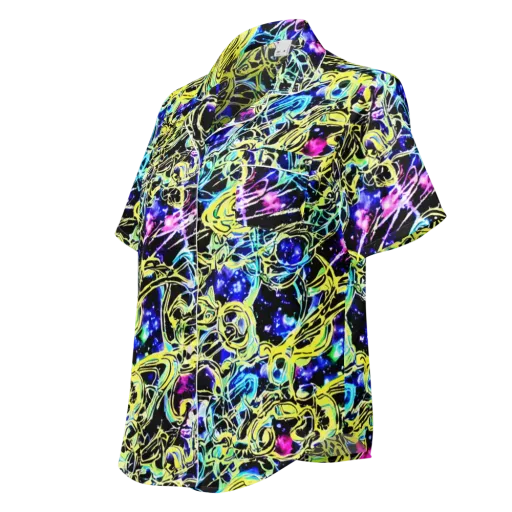 Neon Galaxy Ribbons on a Women's Short Sleeve Pajama Top