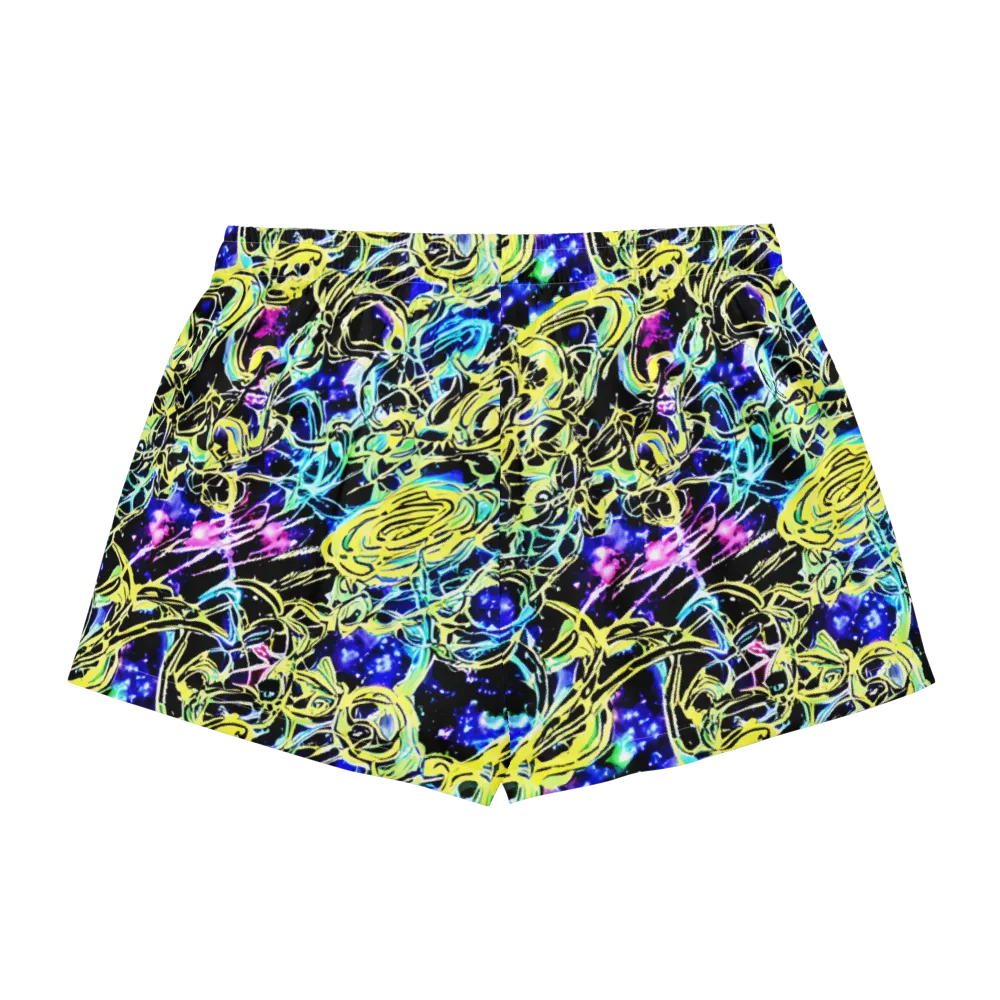 Neon Galaxy Ribbons on Women's Pajama Shorts — Back