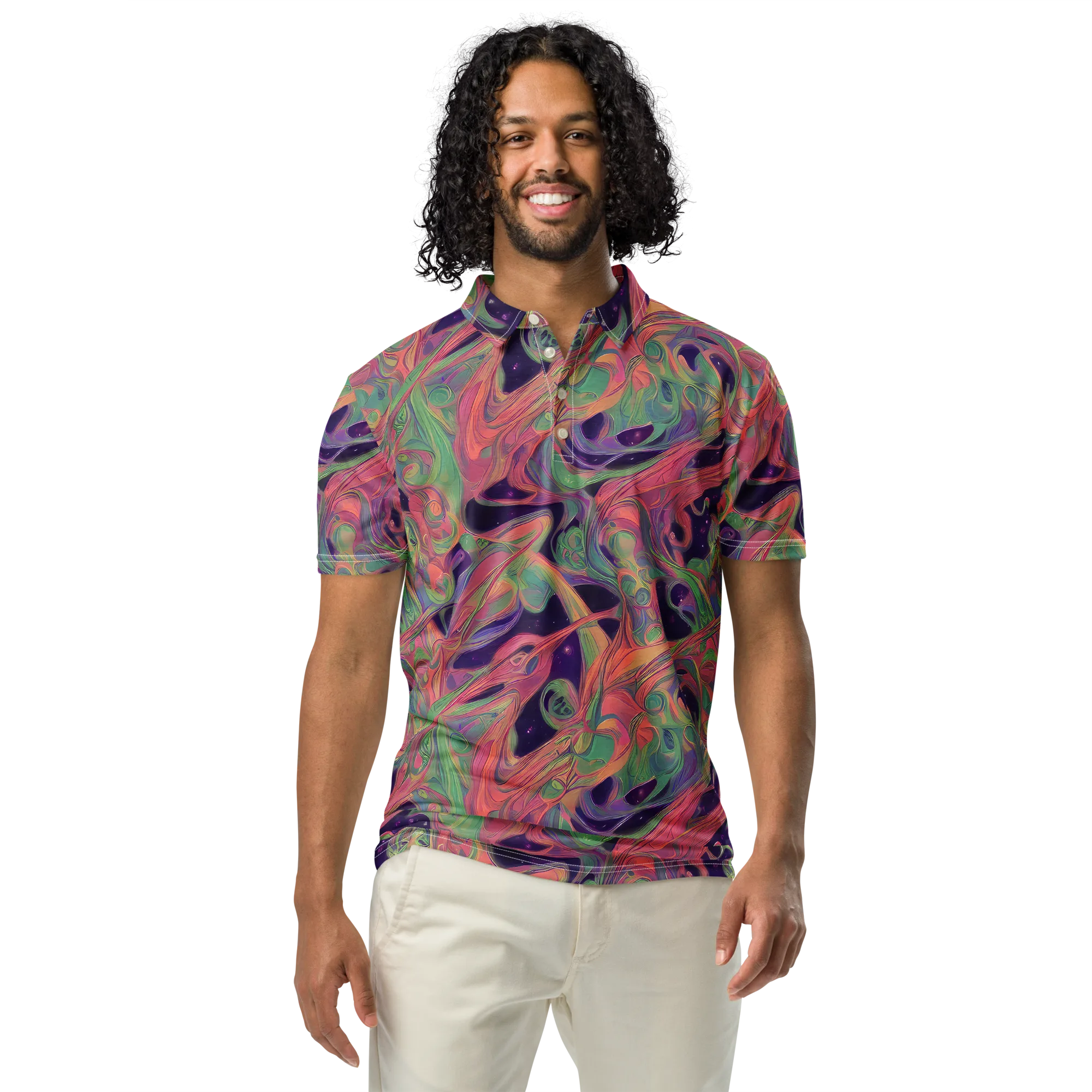 Dreamwarp on Men's Slim Fit Polo Shirt — Front