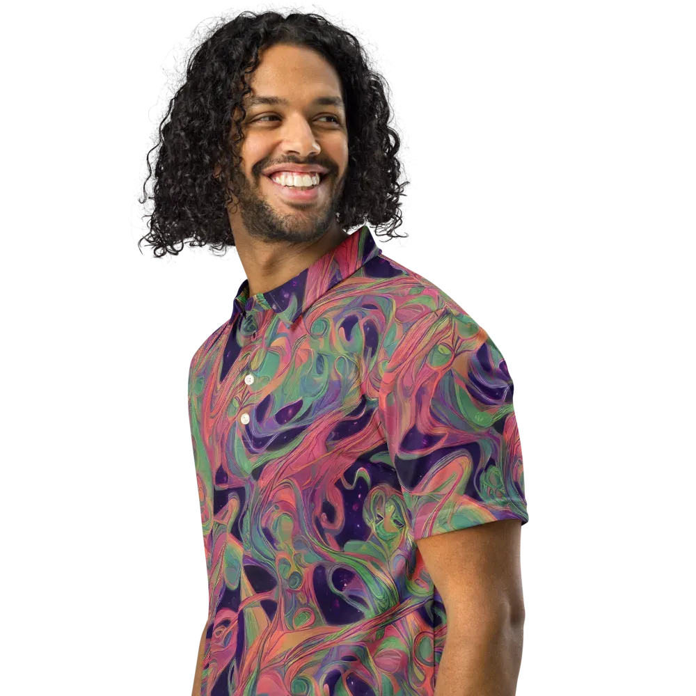 Dreamwarp on Men's Slim Fit Polo Shirt — Left Front