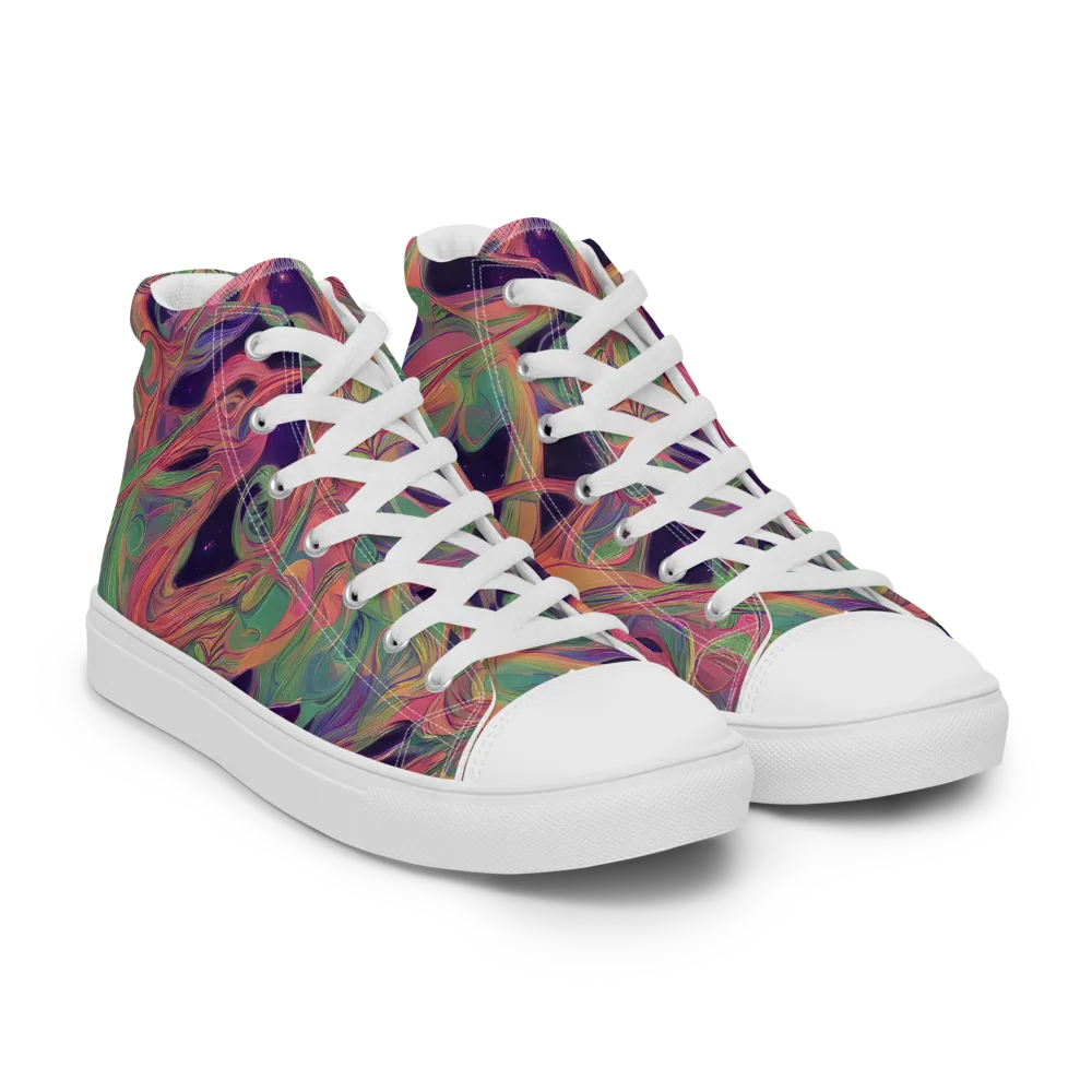 Dreamwarp on Men's High Top Canvas Shoes — Right Front