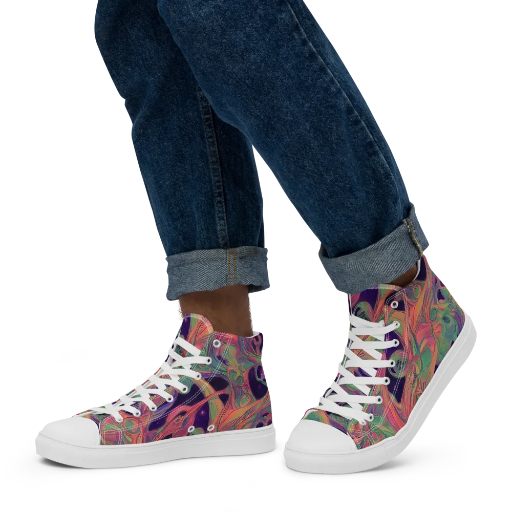 Dreamwarp on Men's High Top Canvas Shoes — Left
