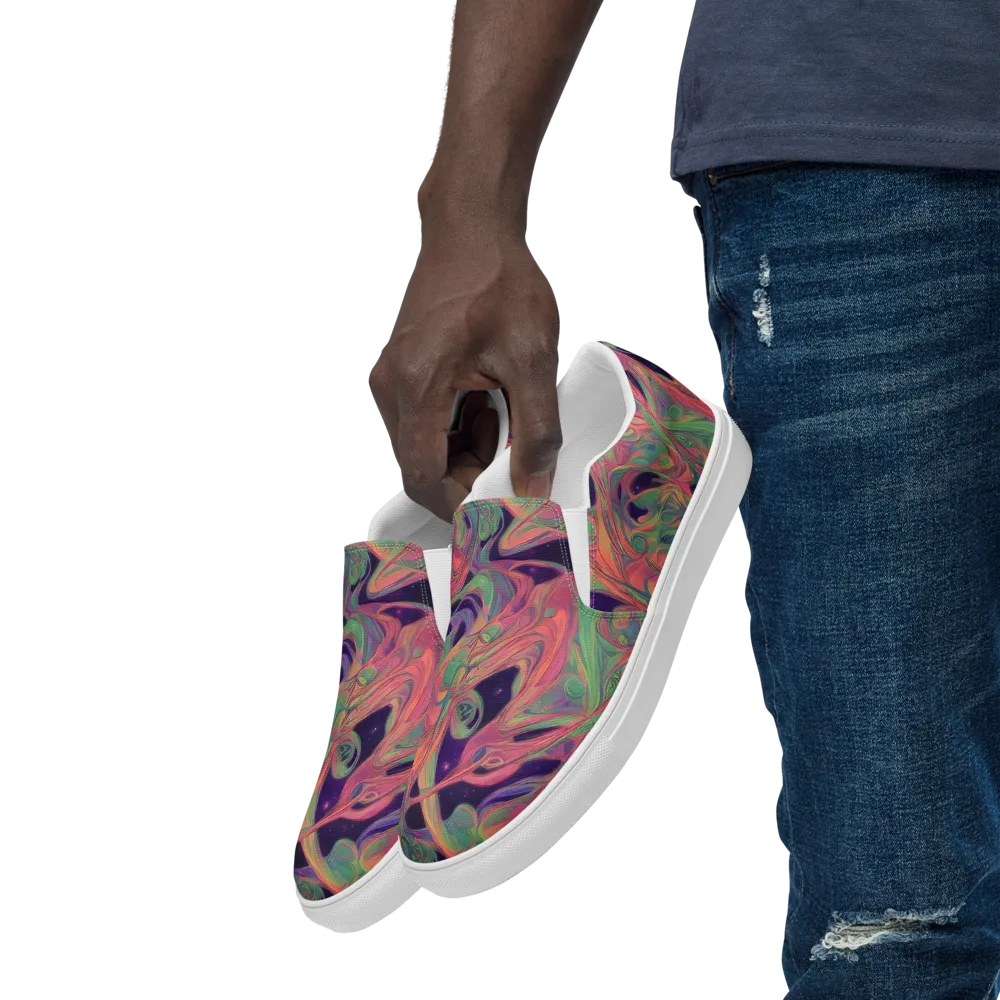 Dreamwarp on Men's Slip-On Canvas Shoes — Left Front