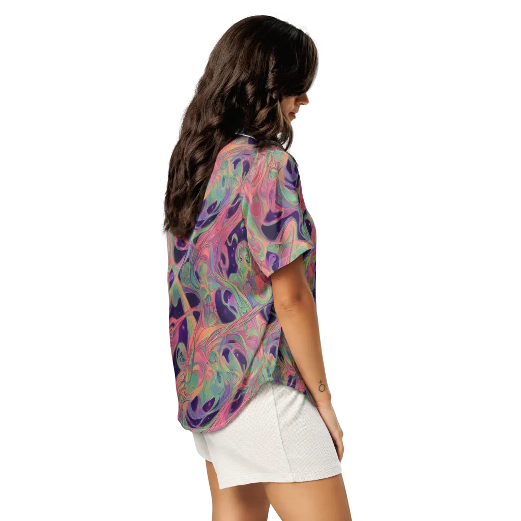 Dreamwarp on Women's Short Sleeve Pajama Top — Right Back