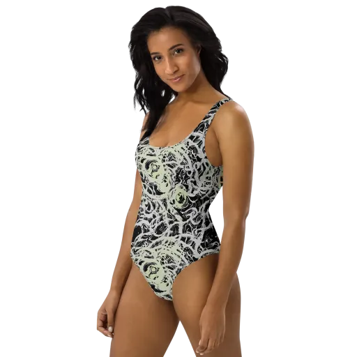 Fossil Current on a One-Piece Swimsuit