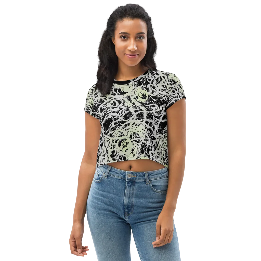Fossil Current on Crop Tee — Front