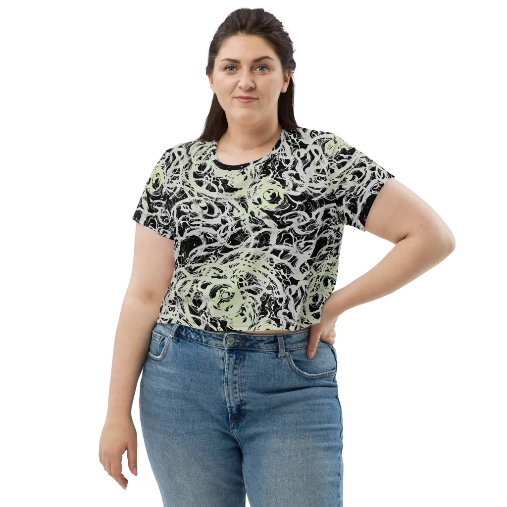 Fossil Current on Crop Tee — Front