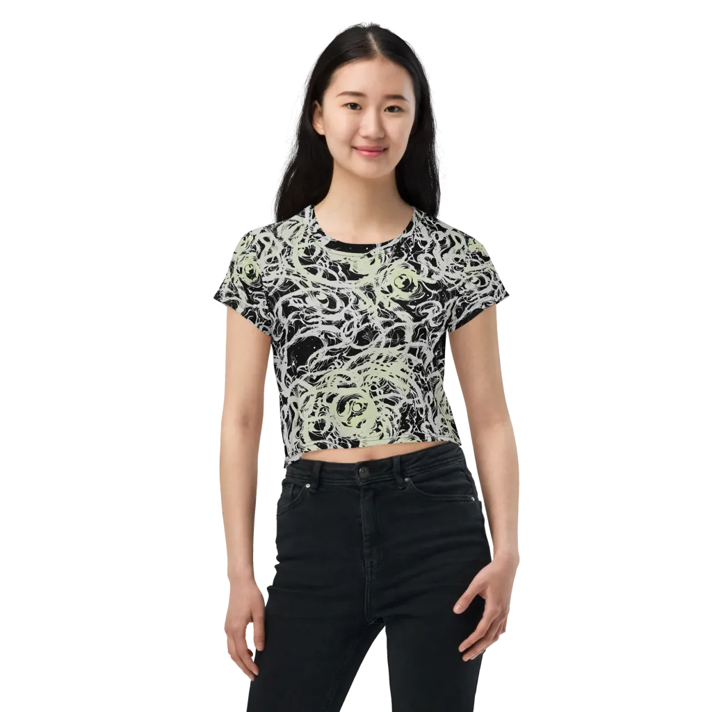 Fossil Current on Crop Tee — Front