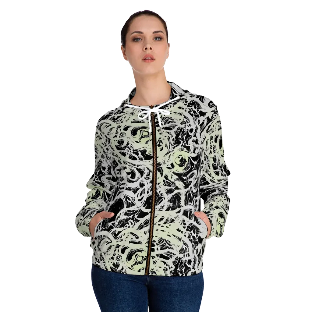 Fossil Current on Women's Full-Zip Hoodie — Front On Person