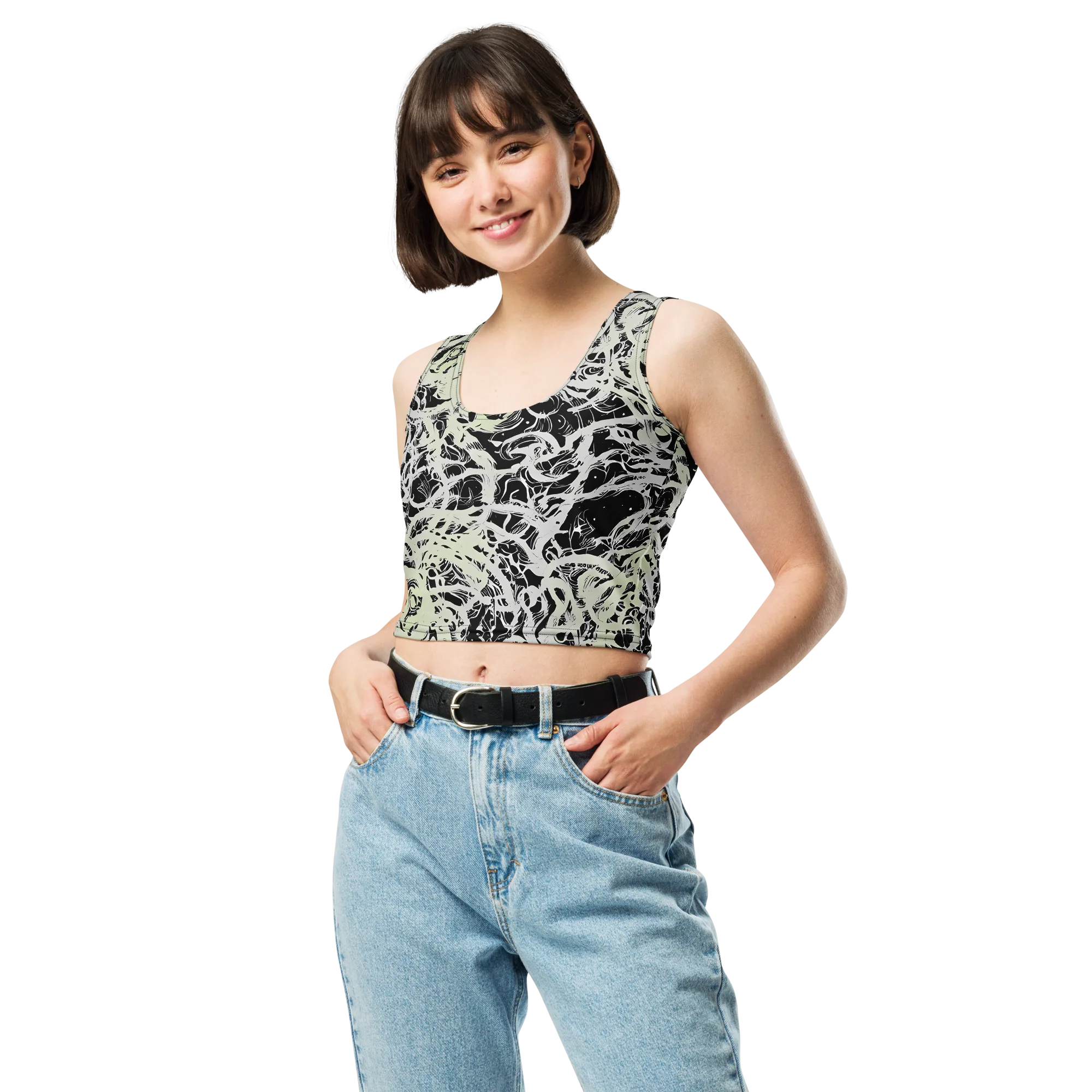 Fossil Current on Crop Top — Front