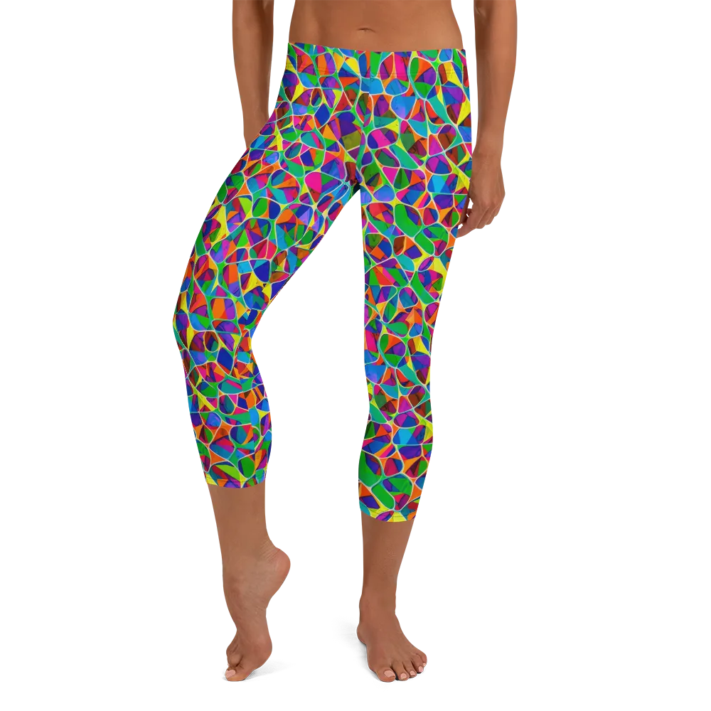 Chromatic Labyrinth on Capri Leggings — Front