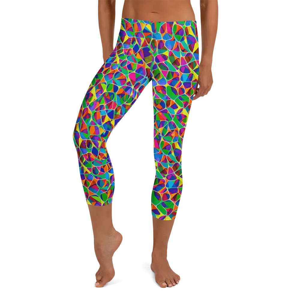 Chromatic Labyrinth on Capri Leggings — Front