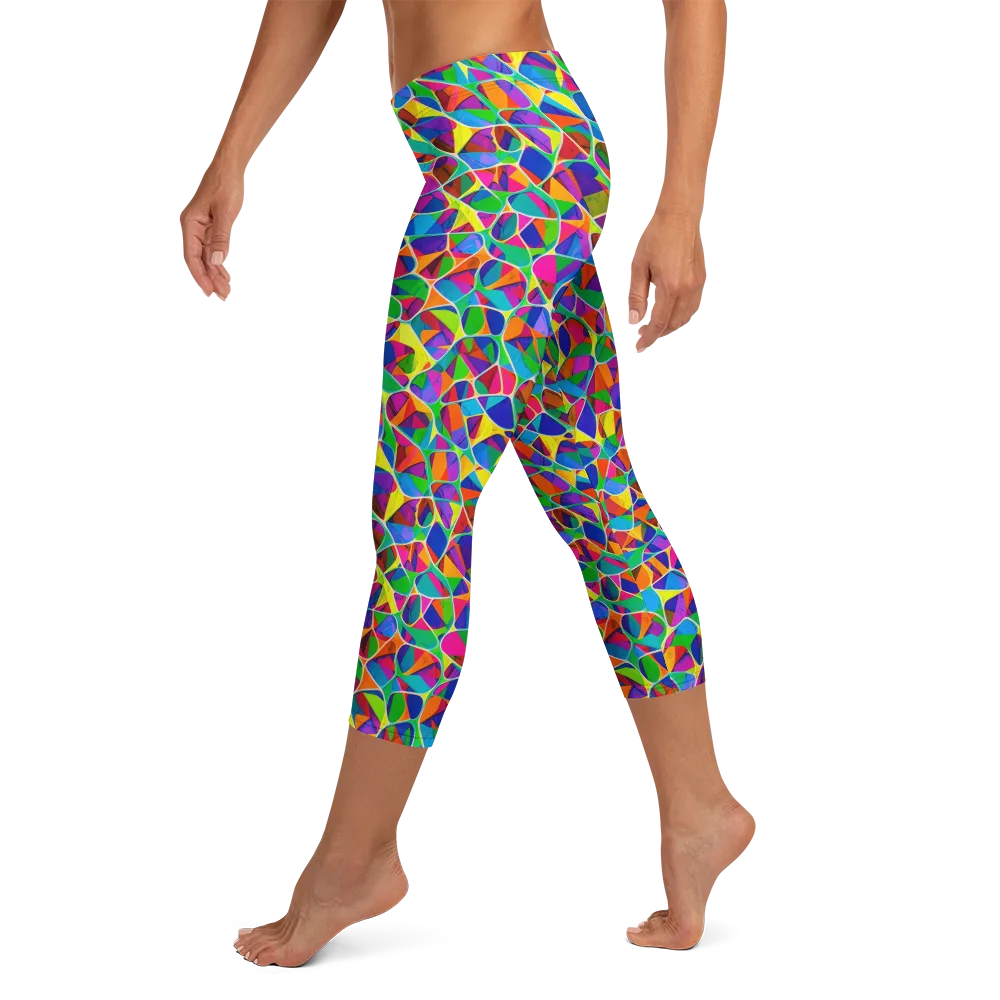 Chromatic Labyrinth on Capri Leggings — Left