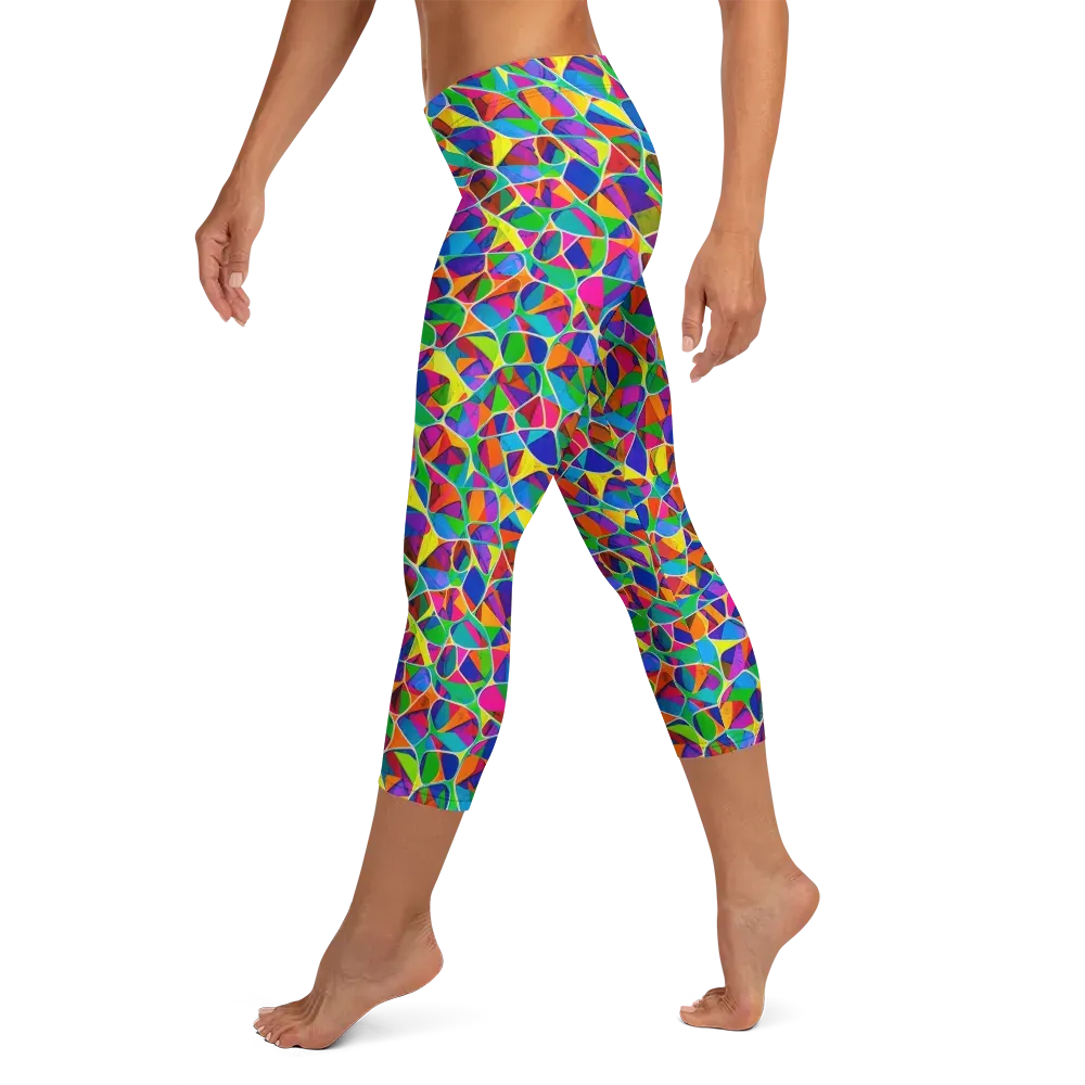 Chromatic Labyrinth on Capri Leggings — Left