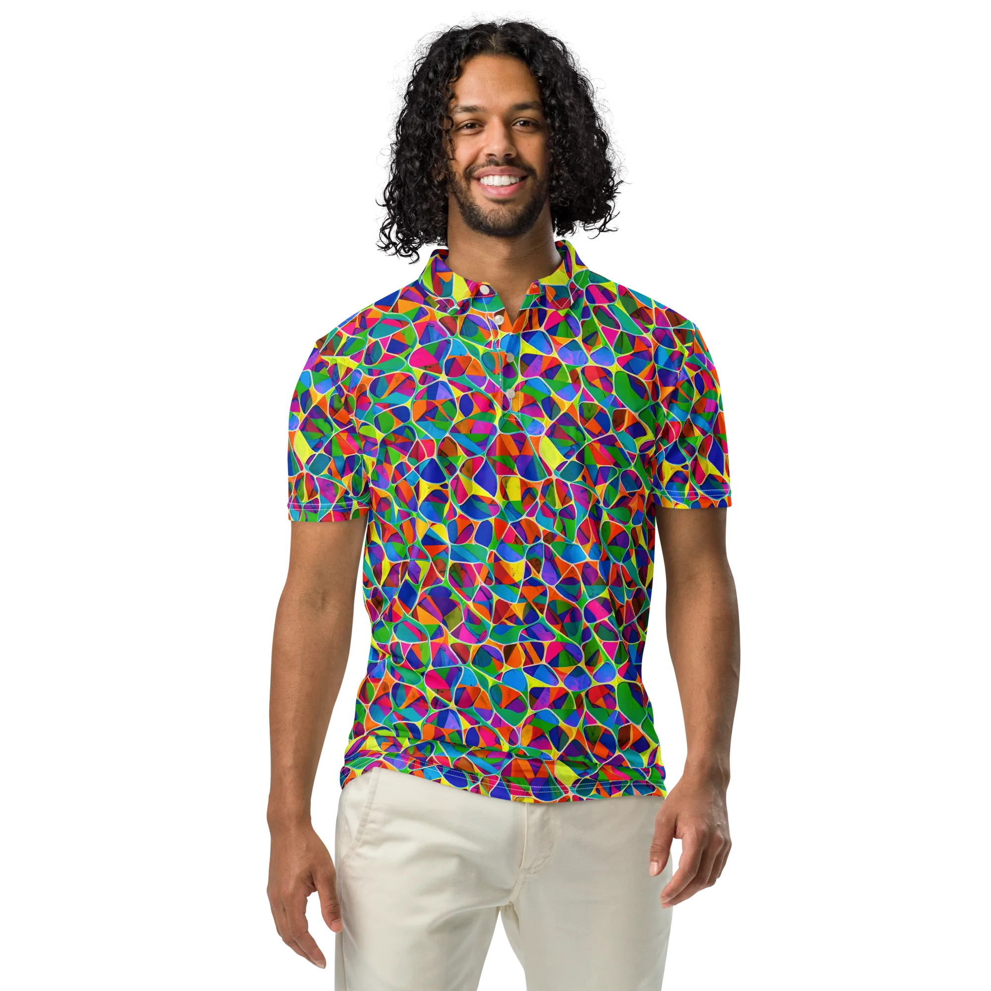 Chromatic Labyrinth on Men's Slim Fit Polo Shirt — Front