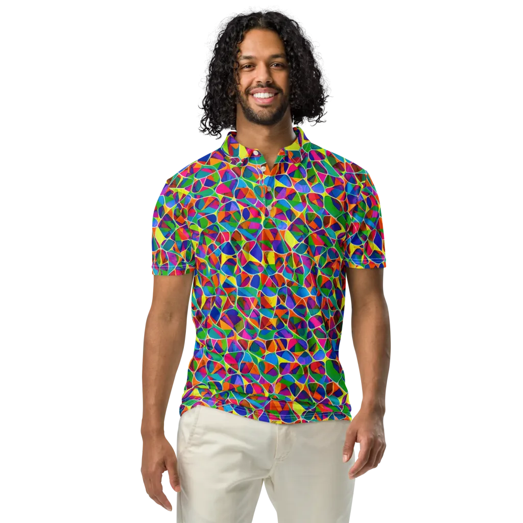 Chromatic Labyrinth on Men's Slim Fit Polo Shirt — Front